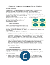 Strategy and Organisation Chapter 6 Summary: Corporate Strategy and Diversification