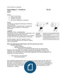 Uitgebreide samenvatting van alle collegestof van het van Hersenen en Gedrag (1e jaar Biologie en LST)