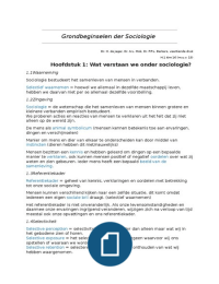 Grondbeginselen der sociologie 1e jaar SPH; h.1 t/m 16 (m.u.v. 15) 