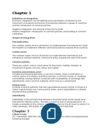 Samenvatting Introduction to the Economics of European Integration	