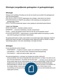 Ethologie samenvatting 2015-2016