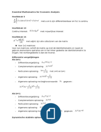 Samenvatting Essential Mathematics for Economic Analysis