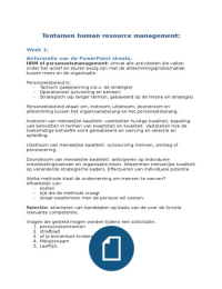 Samenvatting lessen Human Resource Manegement