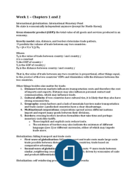 Summary International economics: Spatial Interactions, chapters 1-6