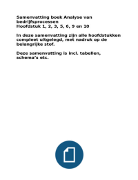 Samenvatting analyse van bedrijfsprocessen h1,2,3,5,6,9 en 10