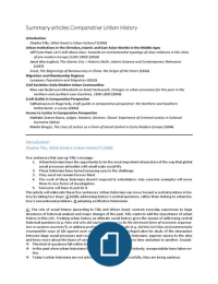 Samenvatting artikelen Comparative Urban History deeltentamen I