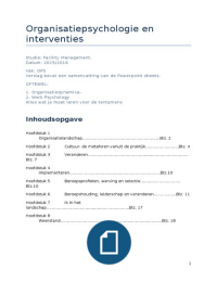 Organisatiepsychologie en interventies