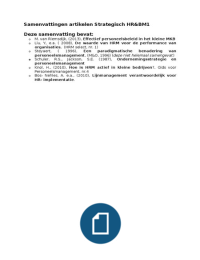 Samenvatting artikelen (Strategisch HR&BM1)