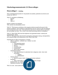 Hoorcolleges 1-18 Marketingcommunicatie 2.0