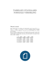 Tabel kanswaarden standaard normale verdeling