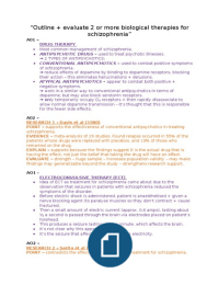 Essay Plan - “Outline and evaluate two or more biological therapies for schizophrenia”