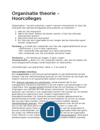 Organisatietheorie hoorcolleges en samenvatting boek