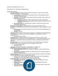 Summary Mintzberg ch 6 7 8 9 10 and parts of 11 - 13