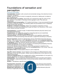 Samenvatting foundations of sensation and perception