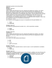 Alle 6 Statistiek I quizzes met antwoorden