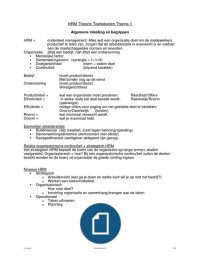 HRM Overview: theorie - Toetsdoelen thema: 1, 2, 4, 5, 6