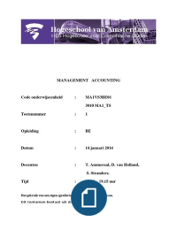 (Oud) Tentamen Management Accounting 2, 2014  met antwoorden