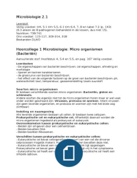 Microbiologie 2.1 Alle HC's en alle stof uit het boek