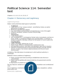 Political Science 114 Semester Test Chapter Summaries