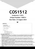 COS1512 Assignment 3 (ANSWERS) 2024 - DISTINCTION GUARANTEED