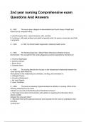 2nd year nursing Comprehensive exam Questions And Answers