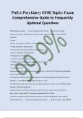 PAEA Psychiatry EOR Topics Exam Comprehensive Guide to Frequently Updated Questions