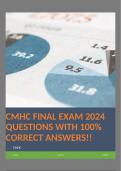 CMHC FINAL EXAM 2024 QUESTIONS WITH 100% CORRECT ANSWERS!!