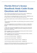 FLORIDA DRIVERS  LISENCE HANDBOOK STUDY  GUIDE  QUESTIONS AND ANSWERS