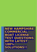 NEW HAMPSHIRE COMMERCIAL BOAT LICENSE TEST QUESTIONS WITH LATEST 100% SOLUTIONS!!