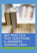 BAT PRACTICE TEST QUESTIONS & ANSWERS VERIFIED 100% CORRECT!!