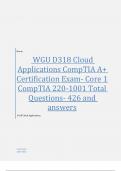 WGU D318 Cloud Applications CompTIA A+ Certification Exam |Core1 CompTIA 220-1001 Total Questions- 426 and answers|