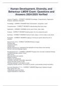 Human Development, Diversity, and  Behaviour LMSW Exam: Questions and  Answers 2024/2025 Verified