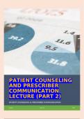 PATIENT COUNSELING AND PRESCRIBER COMMUNICATION LECTURE (PART 2)