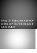 CompTIA Network+ N10-006 course cert exam from quiz 1- 13 (Q and A)