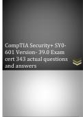 CompTIA Security+ SY0-601 Version- 39.0 Exam cert 343 actual questions and answers