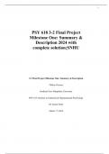 PSY 618 3-2 Final Project Milestone One: Summary & Description 2024 with complete solution;SNHU  