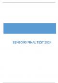  BENSONS FINAL TEST QUESTIONS AND ANSWERS 202