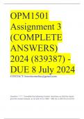 OPM1501 Assignment 3 (COMPLETE ANSWERS) 2024 (839387) - DUE 8 July 2024