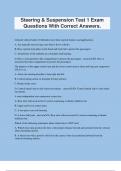 Steering & Suspension Test 1 Exam Questions With Correct Answers.