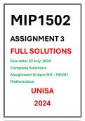 MIP1502 Assignment 3 Complete Solutions UNISA 2024 Closing date Due date 22 July 2024 Unique Number 792287