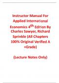 Instructor Manual (Lecture Notes Only) for Applied International Economics 4th Edition By Charles Sawyer, Richard Sprinkle (All Chapters, 100% Original Verified, A+ Grade) 