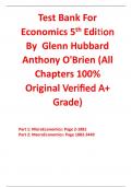 Test Bank for Economics 5th Edition By Glenn Hubbard Anthony O'Brien (All Chapters, 100% Original Verified, A+ Grade) 