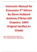 Instructor Manual for Economics 5th Edition By Glenn Hubbard Anthony O'Brien (All Chapters, 100% Original Verified, A+ Grade) 