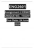 ENG2601 ASSIGNMENT 2 2024 ESSAY ANSWERS