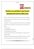 Florida Laws and Rules Exam Practice Questions and Answers (100% Pass)