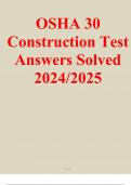 OSHA 30 Construction Test Answers Solved 2024/2025