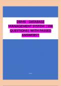 DBMS - DATABASE MANAGEMENT SYSTEM |106 QUESTIONS| WITH PASSED ANSWERS!!