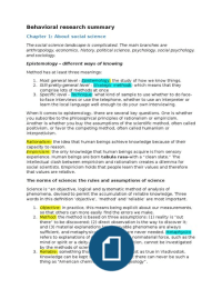 Summary Behavioral Research Methods l (2016) 