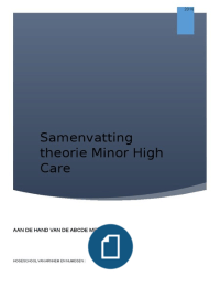 Samenvatting theorie Minor High Care