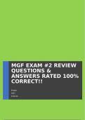 MGF EXAM #2 REVIEW QUESTIONS & ANSWERS RATED 100% CORRECT!!